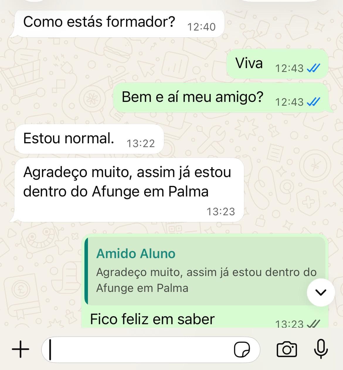 Depoimento de aluno sobre a formação profissional